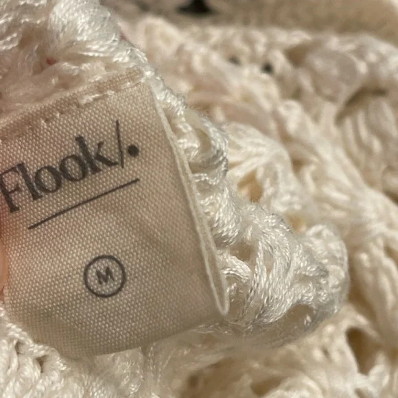 ✌🏻sold✌🏻FLOOK. Crochet Boho Cover Up Dress Size Medium Short Mini - Picture 3 of 15